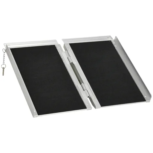HOMCOM Rampă pentru Scaun cu Rotile Pliabilă din Aluminiu Texturat, Rampă Portabilă pentru Prag de 5 cm, 60x72x5 cm, Argintiu | Aosom Romania