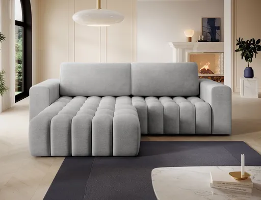 Coltar extensibil stanga 4 locuri ELTAP, Bon-15, Bonett, 250x175x92 cm, lemn/poliester, gri deschis