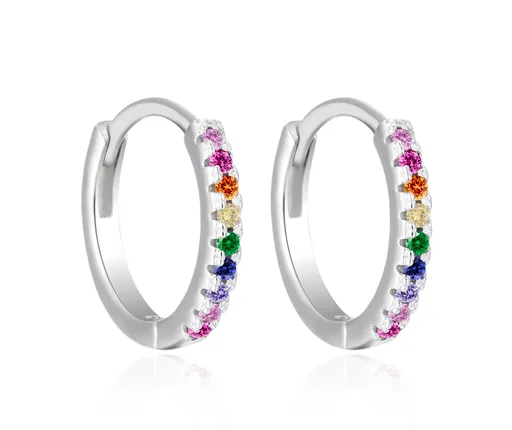 Agato Cercei rotunzi din argint cu zirconii colorate AGT-E177KC