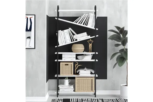 Corp biblioteca, Hanah Home, Verso, 78x170x22 cm, Alb/Negru