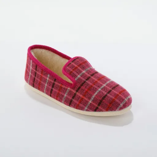 Papuci în carouri cu căptușeală din lână