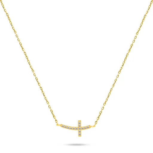 Brilio Silver Colier placat cu aur Cruce cu pietre de zircon NCL57Y