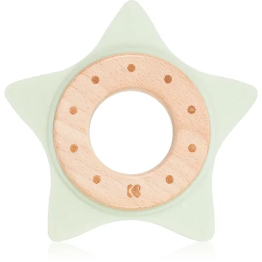 Kikkaboo Silicone and Wood Teether Star jucărie pentru dentiție Mint 1 buc