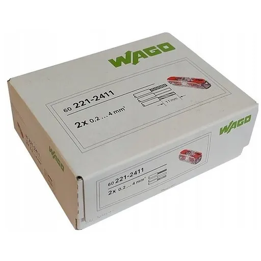 Cutie 60 de bucati cleme cu maneta 4mm2, 2pini, max 32A Wago 221-2411
