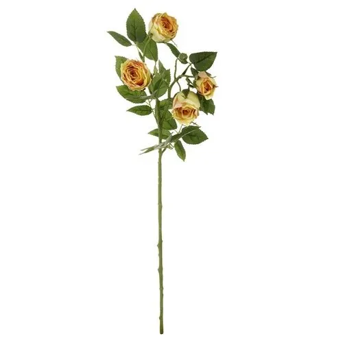 Floare artificială Trandafir galben, 4 flori, 20 x15 x 70 cm