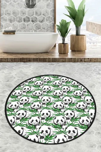 Covoras de baie, L'essentiel Maison, Green Panda Circle Djt 120, Multicolor
