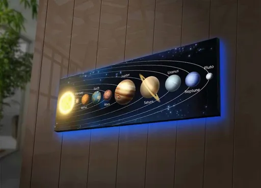Tablou decorativ cu lumina LED, 3090NASA-021, 30 x 90 cm, Multicolor