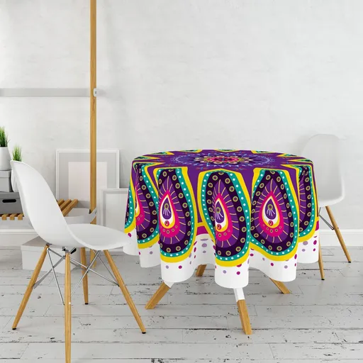 Fata de masa, Hermia, 994PRL1101, Diametru: 160 cm, Multicolor