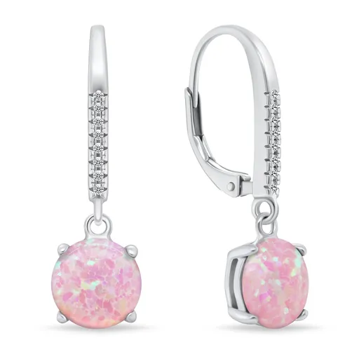 Brilio Silver Cercei frumoși din argint cu opale roz EA1166WP