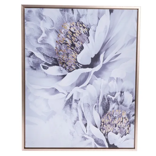 Tablou pe pânză în ramă Pivoňky - tipar auriu, 40x 2,5 x 50 cm