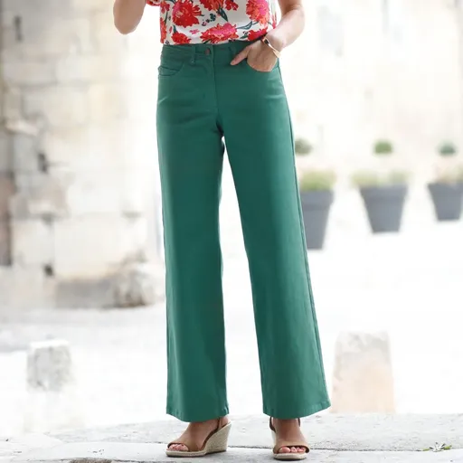 Pantaloni largi din pânză cu 5 buzunare