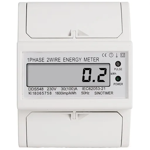 Contor monofazat de energie electrica, Sinotimer, 230V AC 50Hz, 30(100)A, ecran digital LED, DDS548