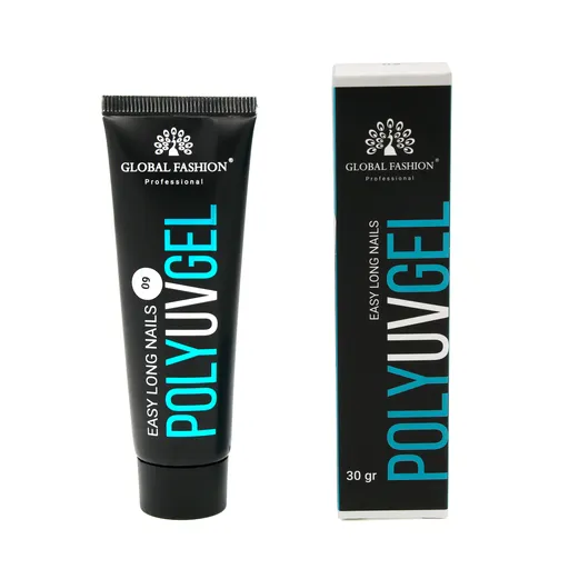 Polygel Constructie Unghii Global Fashion 30g, Transparent 09, TPO Free