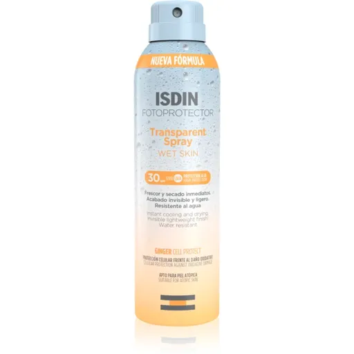 ISDIN Transparent Spray Wet Skin spray transparent pentru bronzare SPF 30 250 ml