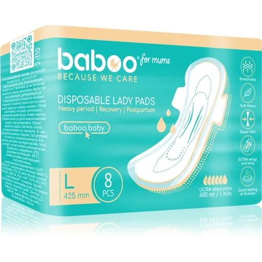 Baboo Postpartum Maternity Pads absorbante postnatale de unică folosință marimea L 8 buc