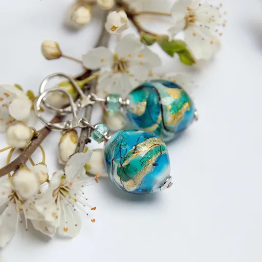 Lampglas Cercei cu aur de 24 de carate și argint pur în perle Lampglas Little Mermaid ERO24