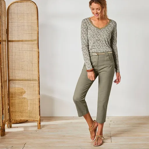 Pantaloni drepți extensibili 7/8