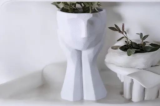 Ghiveci, CY0458, 11x20x11 cm, Poliester, Alb