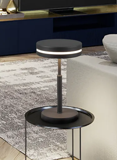 Lampa de masa Franklin, TRIO, 14x25 cm, 6W, 1x SMD, metal, antracit