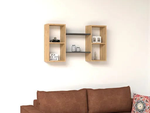 Raft de perete, Hanah Home, Bambi, 105x60x19.6 cm, Safir / Antracit