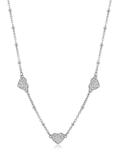 S'Agapõ Colier romantic din oțel Inimi sclipitoare Aurora SAR38