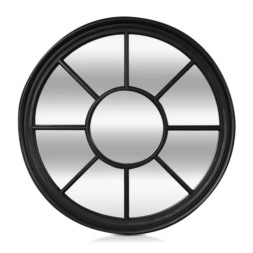 Casa Chic Leeds Oglindă de perete cu ramă rotundă din lemn adevărat Ø 90 cm