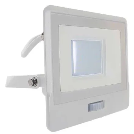 Reflector LED SMD 30W 6400K IP65 cu senzor miscare - alb V-TAC SKU-20300