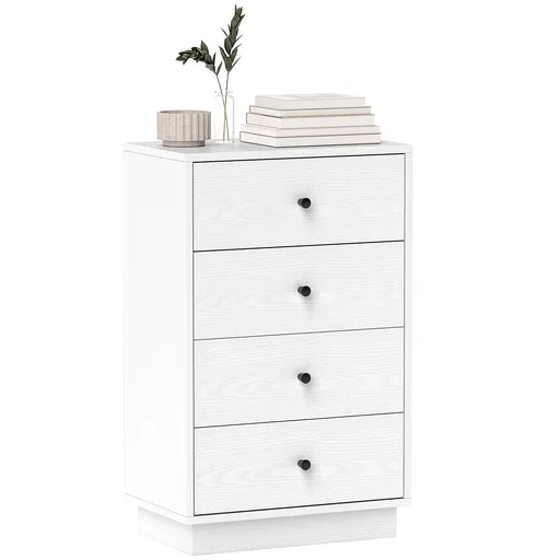 HOMCOM Comoda 4 sertare moderna, mobilier de depozitare pentru camera de zi, living, intrare, 47 x 29 x 75 cm, alb | Aosom Romania