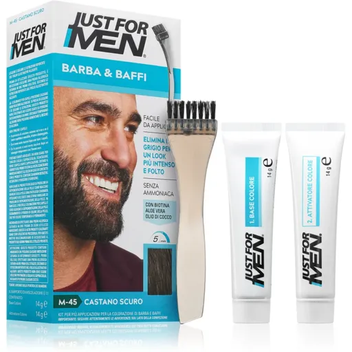 Just for Men Men Moustache & Beard vopsea pentru barbă pentru acoperirea firelor albe culoare M-45 Dark Brown 1 buc