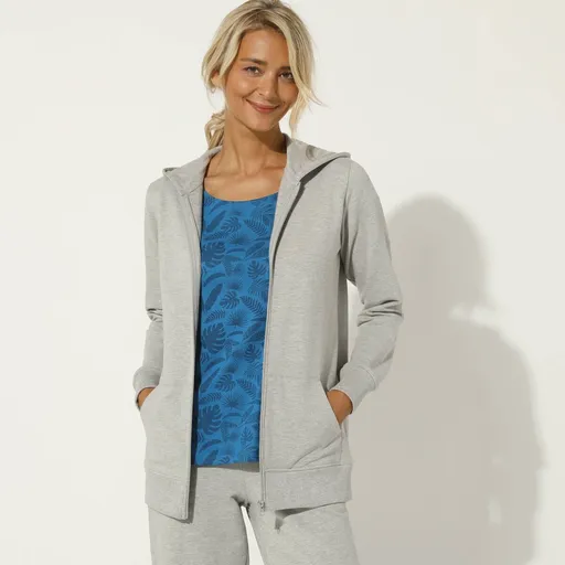 Jachetă cu fermoar și glugă, molton periat