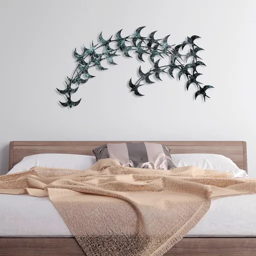 Decoratiune de perete, Kirlangic, Size: 75 x 136 cm, Albastru/Negru