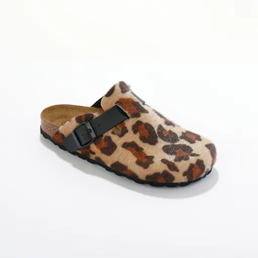 Saboți cu model leopard și închizătoare