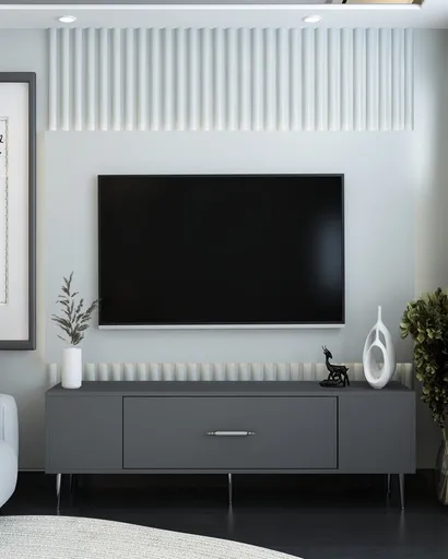 Comoda TV, Hanah Home, Dekos, 150x48.2x29.6 cm, Antracit / Argintiu