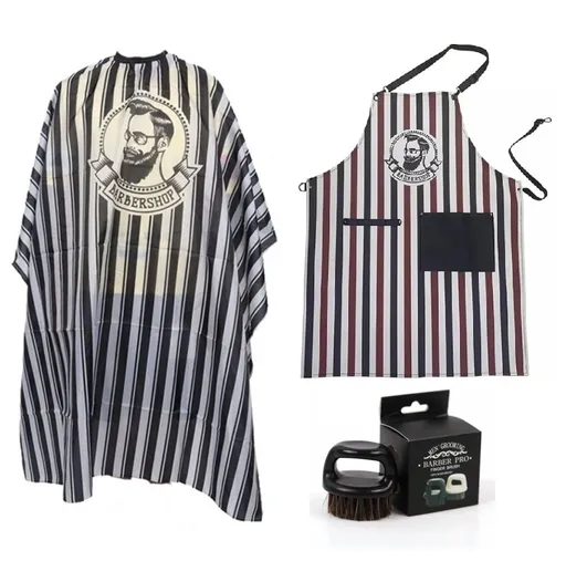 Set Frizerie Barbero cu Pelerina Tuns, Sort Complementar si Pamatuf Lemn