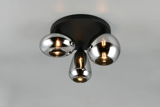 Plafoniera Lumina, TRIO, 35x24.5 cm, 10W, 3x E14, metal, negru mat/argintiu