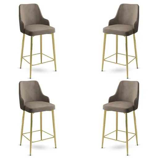 Set scaune  de bar 4 piese, Hanah Home, Enox, Cappuccino / Aur