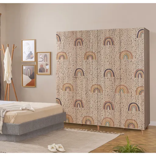 Dulap pentru haine, Hanah Home, Loni 4 -912, 180x192x52 cm, Sonomo