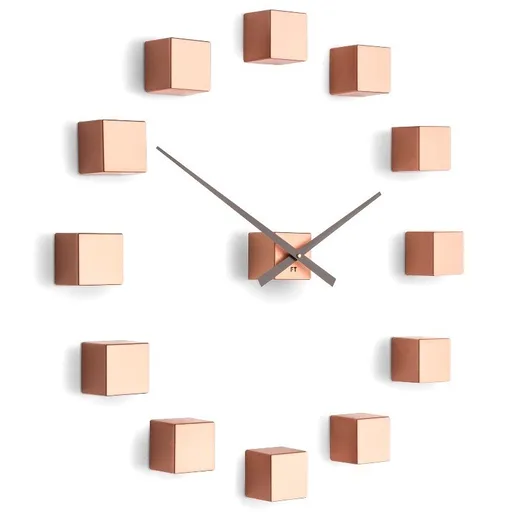 Ceas de design Future Time FT3000CO Cubic copper, autoadeziv, diam. 50 cm, portocaliu