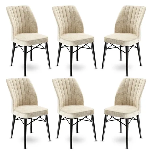Set scaune 6 piese, Hanah Home, Flex, Crem/Negru