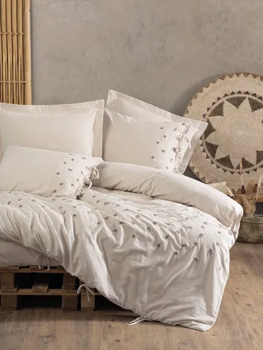 Lenjerie de pat dubla, L'essentiel Maison, Arie, Crem