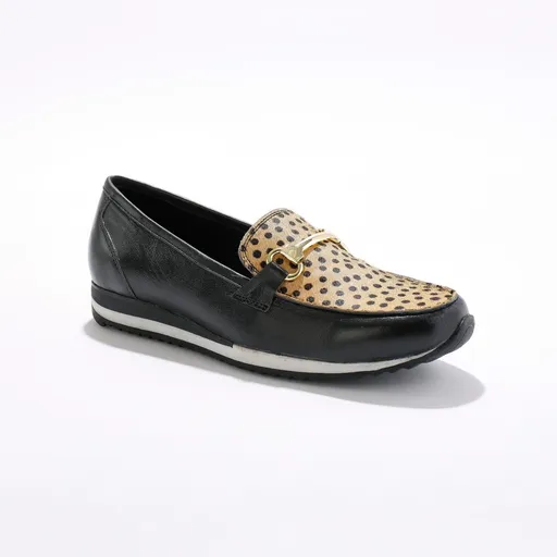 Mocasini din piele print leopard