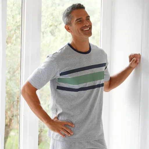 Top de pijama cu mânecă scurtă și dungi