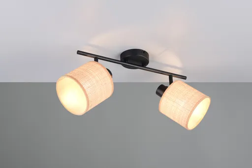 Plafoniera Aimee, RL, 42.5x13x25 cm, 10W, 2x E14, metal, negru mat/bej