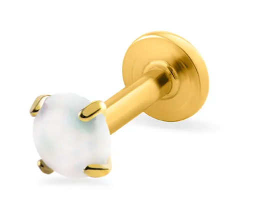 Troli Cercel labret placat cu aur cu opal sintetic alb 0,3 cm