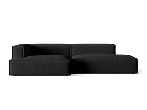 Coltar modular stanga 4 locuri, Nuria-215, Micadoni Home, 312x147x72 cm, tesatura structurata chenille, negru