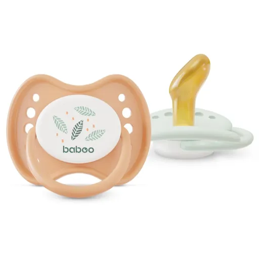 Baboo Soothers Orthodontic Latex with Case suzetă Peachy Keen 0-6 m 2 buc