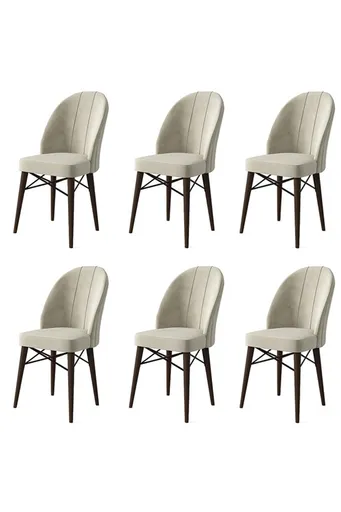 Set scaune 6 piese, Hanah Home, Ritim, Crem/Maro