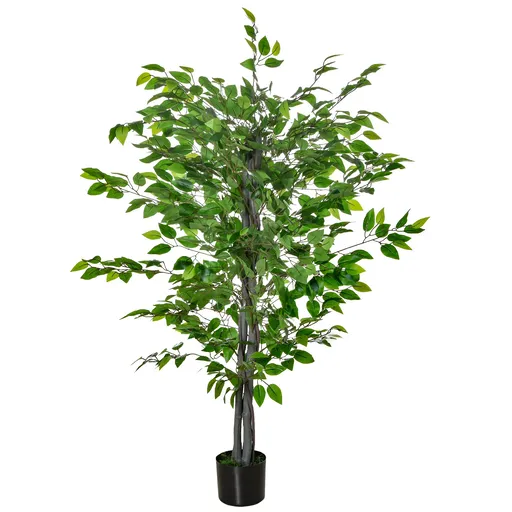 HOMCOM ficus artificial, ghiveci inclus, 135 cm, verde | Aosom Romania