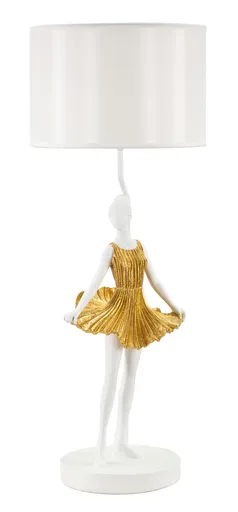 Lampa de masa Dancer, Mauro Ferretti, 1 x E27, 40W, 30x90.5 cm, polirasina/fier, auriu/alb