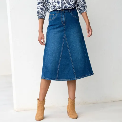 Fustă midi evazată din denim